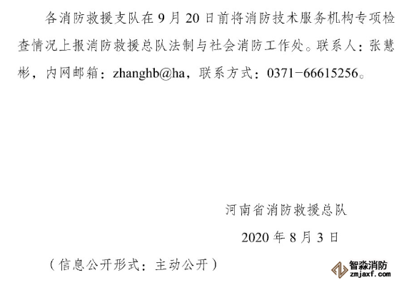 河南省消防救援總隊關于開展全省消防技術服務機構專項執法檢查的通知